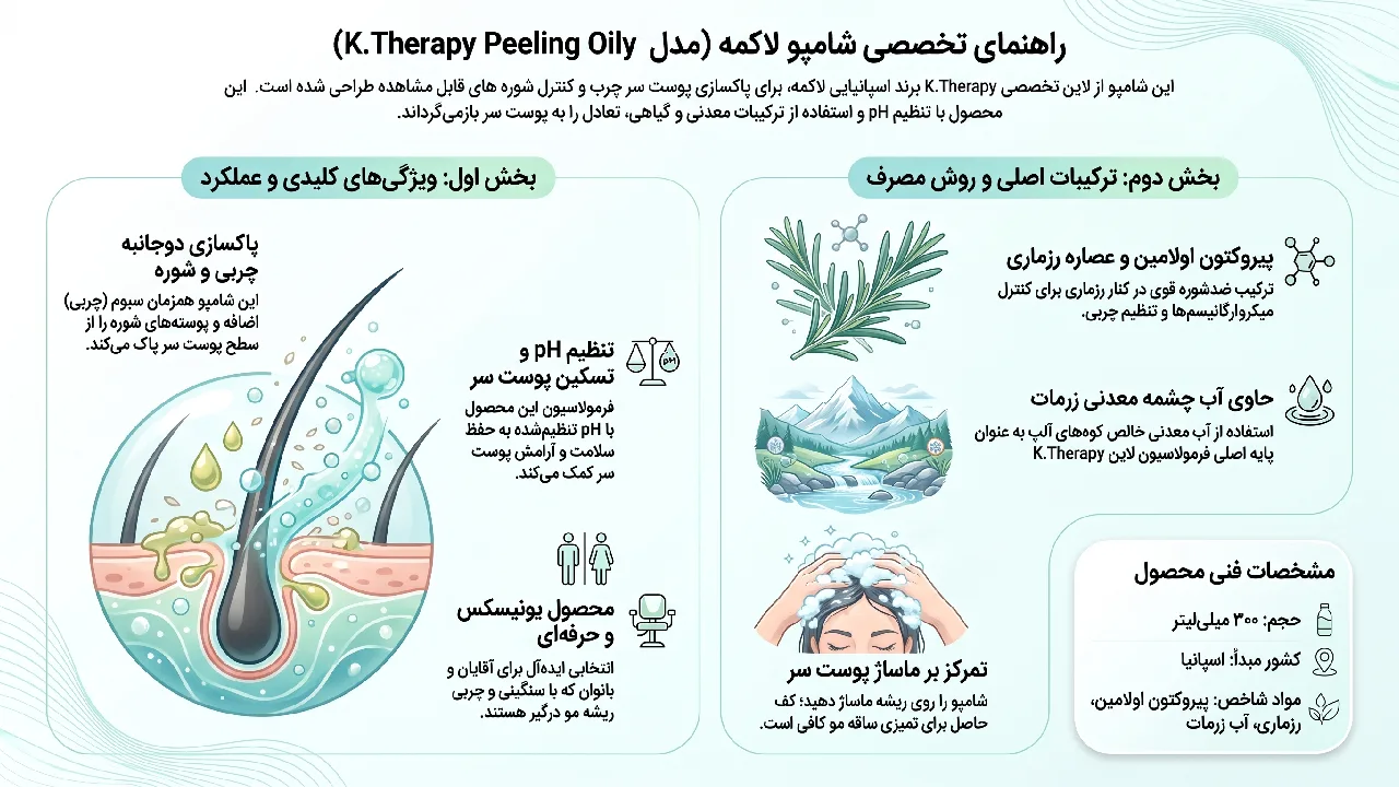 بررسی شامپو Lakme مدل K.Therapy Peeling Oily حجم 300 میلیلیتر
