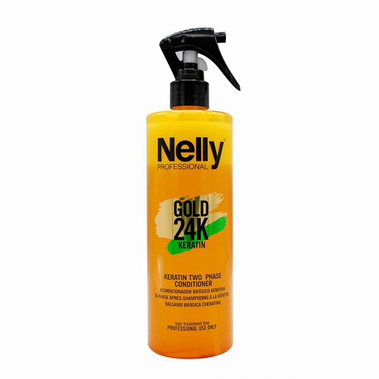 nelly-gold-24k-keratin-2-phase-hair-spray-400ml اسپری مو Nelly مدل Gold 24K Keratin 2 Phase حجم 400 میلی لیتر - Image 1