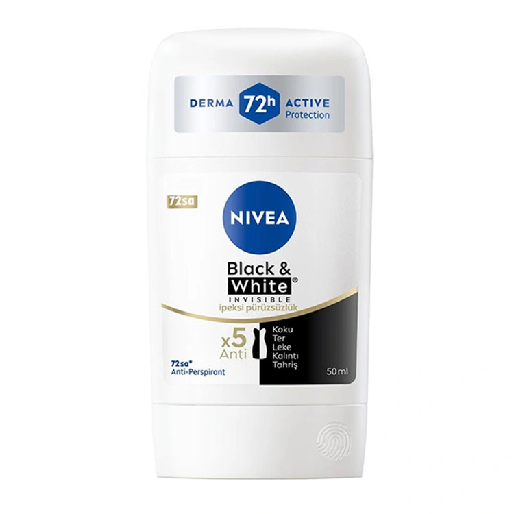 nivea-black-and-white-invisible-anti-perspirant-stick-50ml مام ضد تعریق Nivea مدل Black and White Invisible حجم 50 میلی لیتر - Image 1