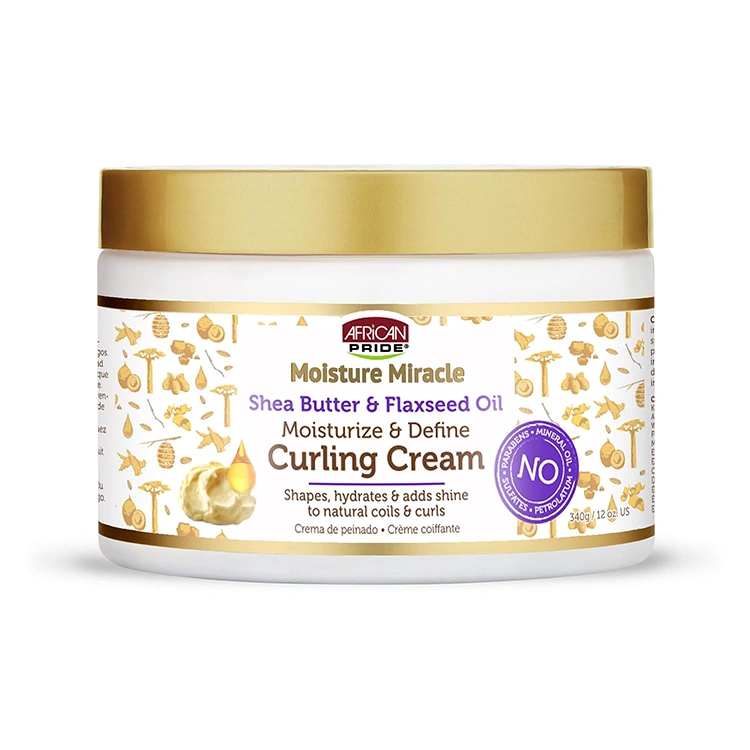 african-pride-shea-butter-and-flaxseed-oil-moisturize-and-define-curling-cream-340gr کرم مو African Pride مدل Shea Butter and Flaxseed Oil وزن 340 گرم - Image 1