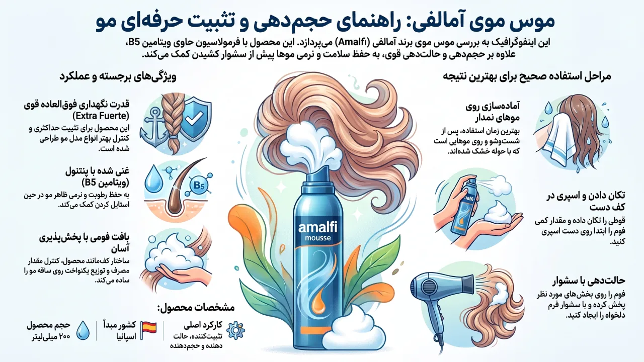 بررسی موس مو Amalfi مدل Extra Fuerte حجم 200 میلی لیتر