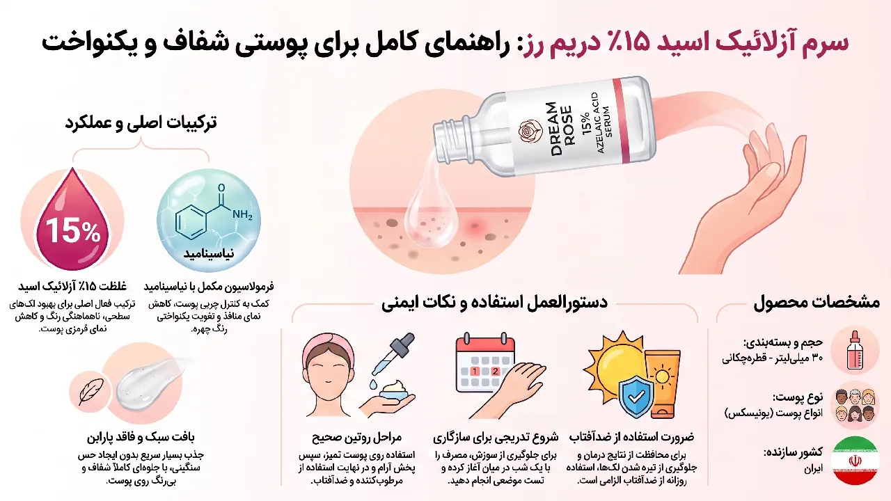 معرفی و بررسی سرم آزلائیک اسید Dream Rose