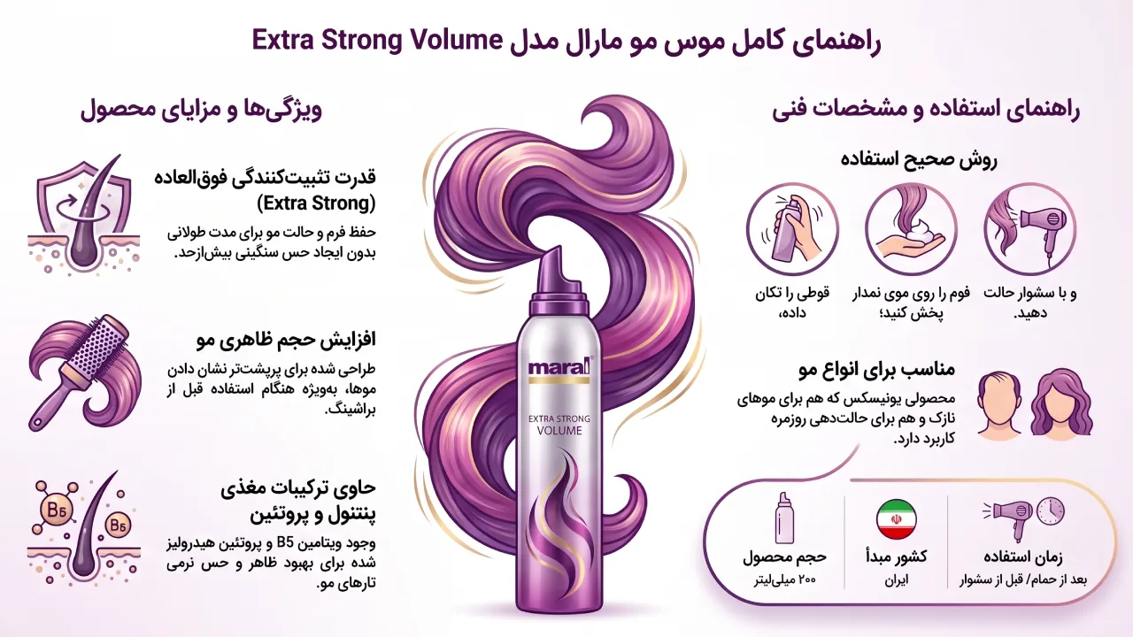 معرفی موس مو Maral مدل Extra Strong Volume حجم 200 میلی لیتر