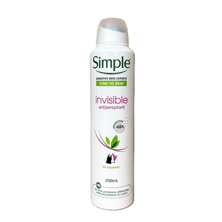 simple-invisible-anti-perspirant-spray-250ml اسپری ضد تعریق Simple مدل Invisible حجم 250 میلی لیتر - Image 1