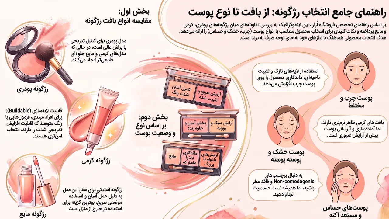 اینفوگرافیک انتخاب بهترین رژگونه برای انواع پوست