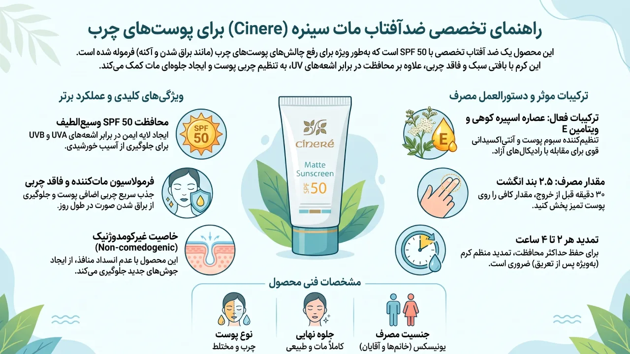معرفی و بررسی کرم ضد آفتاب Cinere مدل Matte Finish
