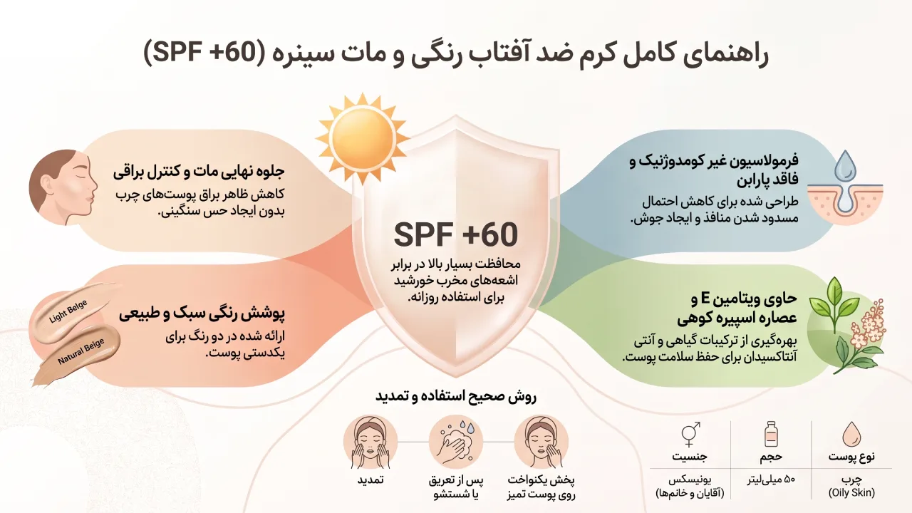 معرفی و بررسی کرم ضد آفتاب Cinere مدل Matte Finish Tinted