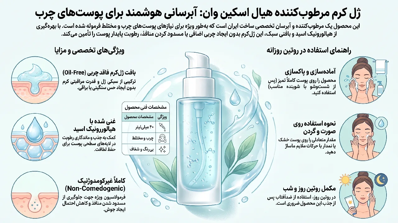 معرفی ژل کرم مرطوب کننده Skin One مدل Hyal حجم 40 میلی لیتر